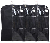 Kuber Industries Half Transparent 3 Piece Non Woven Men's Coat Blazer Cover, Black